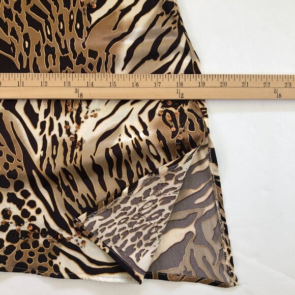 Vintage 90s Kaelyn Max Leopard Print Satiny Bell Sleeve Top Blouse Small - Picture 11 of 12